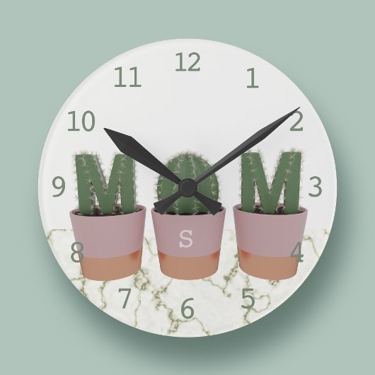 Cactus Mom Monogrammed Keuken Muur Klok