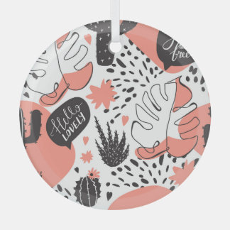Cactus, monstera: modern naadloos patroon. glas ornament