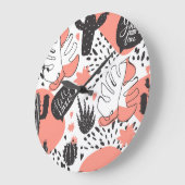 Cactus, monstera: modern naadloos patroon. grote klok (Hoek)