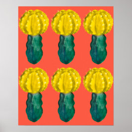 Cactus, Moon Cactus, Green Yellow Sinaasappel Poster