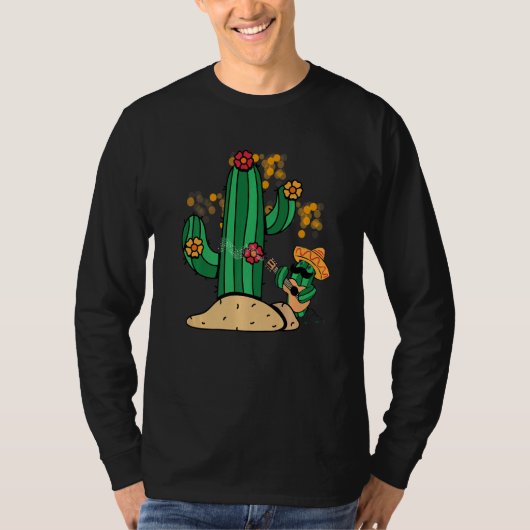 cactus music singing guitar sombrero mexicano dese t-shirt (Voorkant)