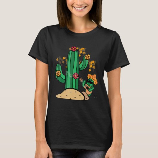 cactus music singing guitar sombrero mexicano dese t-shirt (Voorkant)