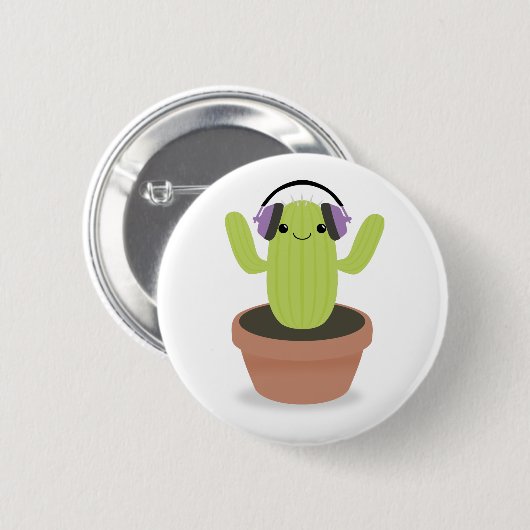 Cactus-muziekventilator Ronde Button 5,7 Cm (Voorkant /achterkant)