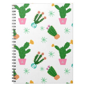 Cactus naadloos  patroon, herhaalde oranje notitieboek