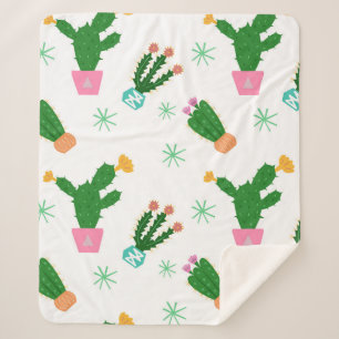Cactus naadloos  patroon, herhaalde oranje sherpa deken