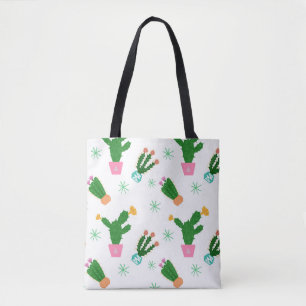 Cactus naadloos  patroon, herhaalde oranje tote bag