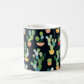 Cactus naadloos patroon in patchworkstijl met pl koffiemok (Voorkant rechts)