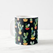 Cactus naadloos patroon in patchworkstijl met pl koffiemok (Voorkant links)