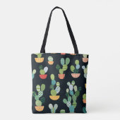 Cactus naadloos patroon in patchworkstijl met pl tote bag (Achterkant)