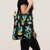 Cactus naadloos patroon in patchworkstijl met pl tote bag (Dichtbij)