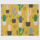 Cactus naadloze patroonachtergrond. Handgetekende Cadeaupapier (Vlak)
