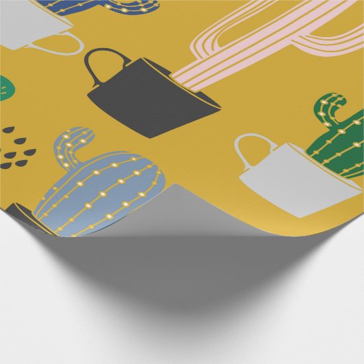 Cactus naadloze patroonachtergrond. Handgetekende Cadeaupapier (Hoek)