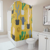 Cactus naadloze patroonachtergrond. Handgetekende Douchegordijn (In situ)
