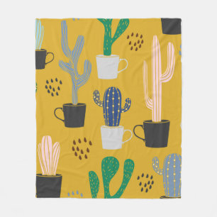 Cactus naadloze patroonachtergrond. Handgetekende Fleece Deken