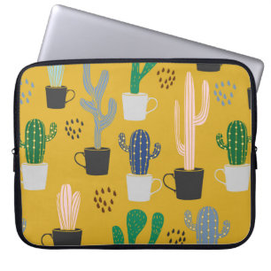 Cactus naadloze patroonachtergrond. Handgetekende Laptop Sleeve