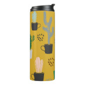 Cactus naadloze patroonachtergrond. Handgetekende Thermosbeker (Gedraaid links)