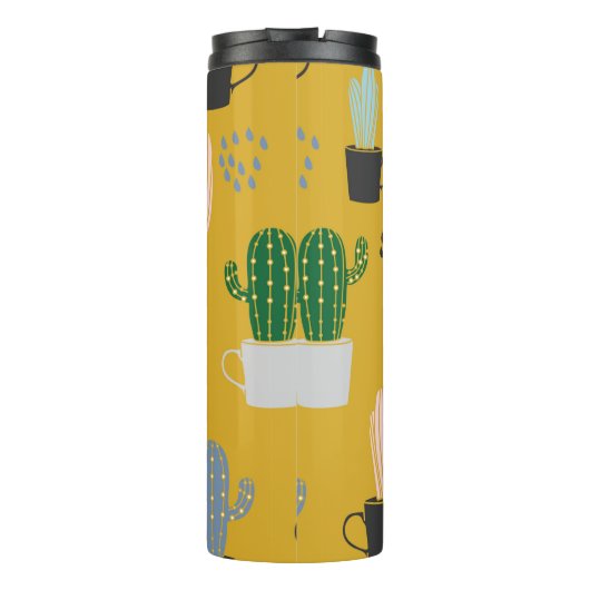 Cactus naadloze patroonachtergrond. Handgetekende Thermosbeker (Achterkant)