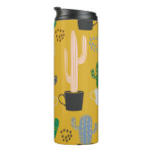 Cactus naadloze patroonachtergrond. Handgetekende Thermosbeker (Geroteerd rechts)