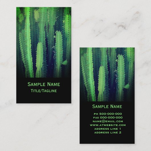Cactus natuur Art Bold Custom Tweezijdig Groen Visitekaartje (Voorkant / Achterkant)