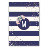 Cactus Navy Stripes Roos Gold Table Numbers Kaart (Achterkant)