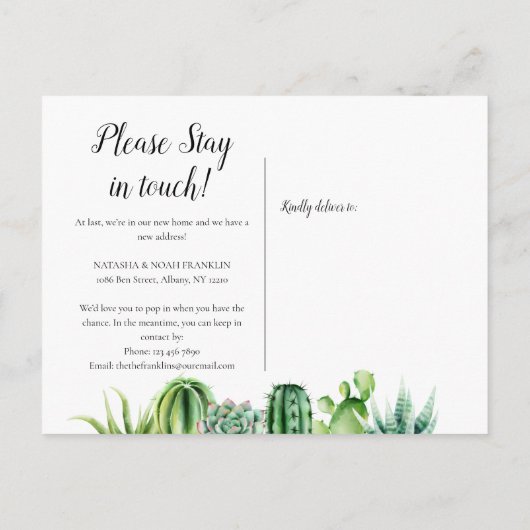 Cactus New Address We hebben House Announcement ve Aankondigingskaart (Achterkant)