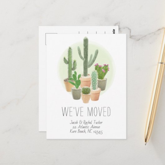 Cactus New Home Address Moving Announcement Briefkaart (Voorkant / Achterkant in situ)