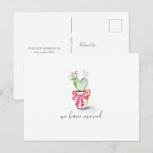 Cactus New Home Holiday Moving Announcemet Briefkaart (Voorkant / Achterkant)