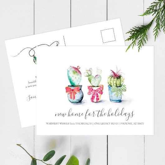 Cactus New Home Holiday Moving Announcemet Briefkaart