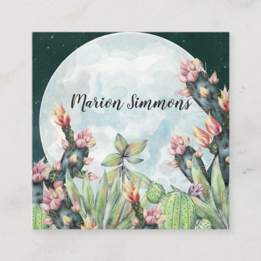 Cactus Night Desert Stars | Sociale media Vierkante Visitekaartje (Voorkant)