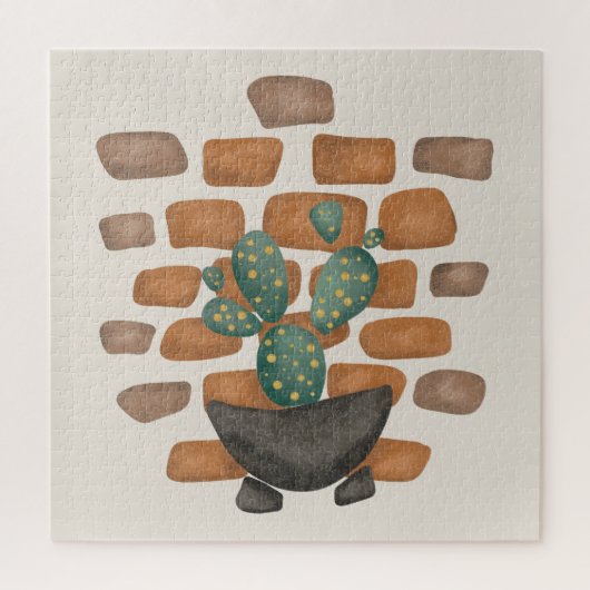 Cactus Oasis: Brick Wall Decor geïnspireerd door N Legpuzzel (Verticaal)
