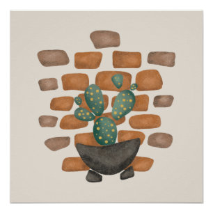 Cactus Oasis: Brick Wall Decor geïnspireerd door N Perfect Poster