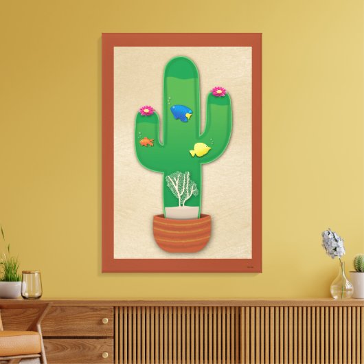 Cactus Oasis Canvas Afdruk (Insitu (Woonkamer))