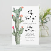 Cactus oh baby shower uitnodiging (Staand voorkant)