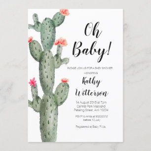 Cactus oh baby shower uitnodiging