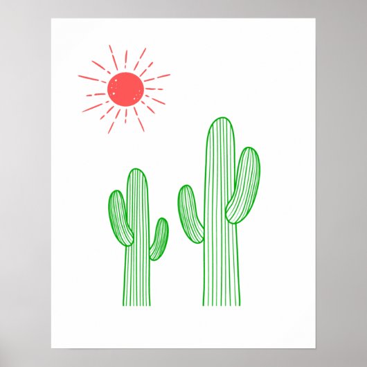Cactus onder het Sun Nursery Room Decor Poster (Voorkant)