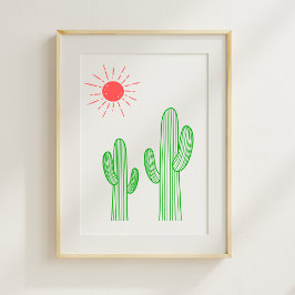 Cactus onder het Sun Nursery Room Decor Poster