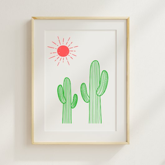 Cactus onder het Sun Nursery Room Decor Poster