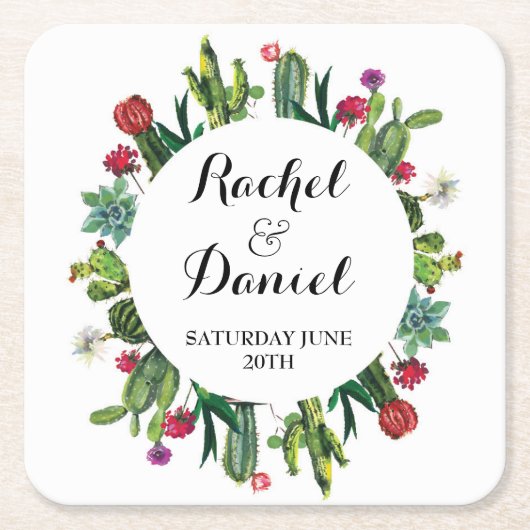 Cactus Onderzetter Trouwfeest Cacti Fiesta (Voorkant)