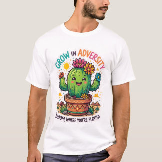Cactus-ontwerp T-shirt voor groei-in-tekortkominge