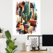 Cactus op de veranda poster (Thuiskantoor)
