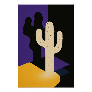 Cactus op een moderne geometrische achtergrond perfect poster
