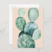 Cactus op koraal briefkaart (Voorkant / Achterkant)