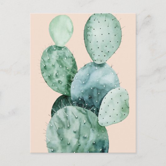 Cactus op koraal briefkaart (Voorkant)