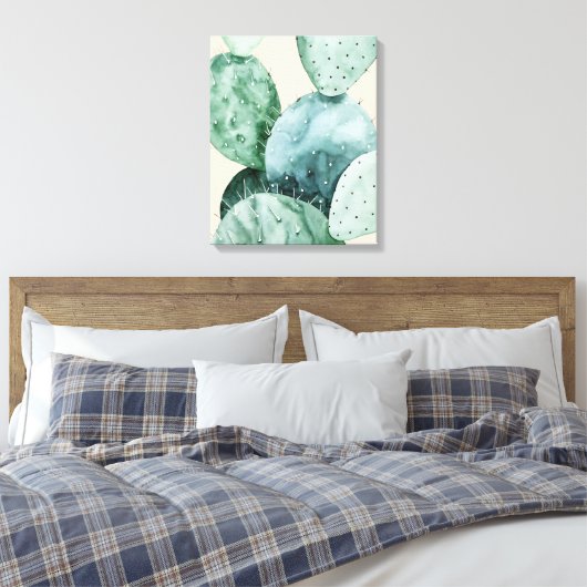 Cactus op koraal canvas afdruk (Insitu (Slaapkamer))