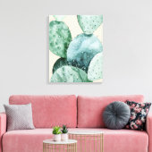 Cactus op koraal canvas afdruk (Insitu (Woonkamer))