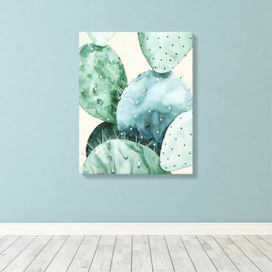 Cactus op koraal canvas afdruk (Insitu (Houten vloer))