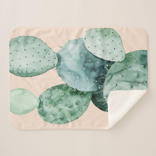 Cactus op koraal sherpa deken (Voorkant (horizontaal))