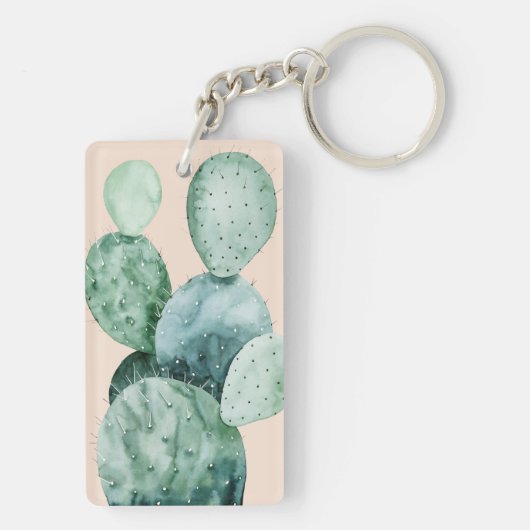 Cactus op koraal sleutelhanger (achterkant)