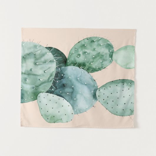 Cactus op koraal wandkleed (Voorkant (horizontaal))