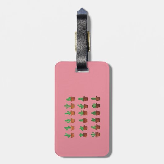 Cactus op roze Bagagelabel (Achterkant verticaal)